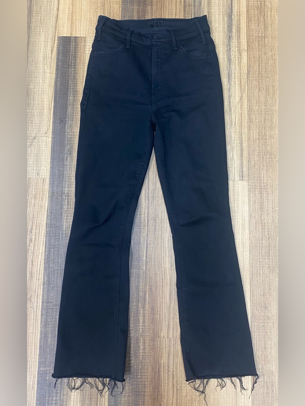 Mother The Hustler Ankle Fray Jeans Black Womens 24 Not Guilty Denim 1117-180